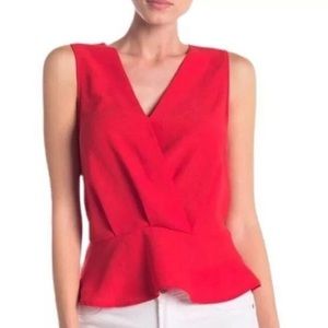 Elodie Red Sleeveless Peplum Top Size Small